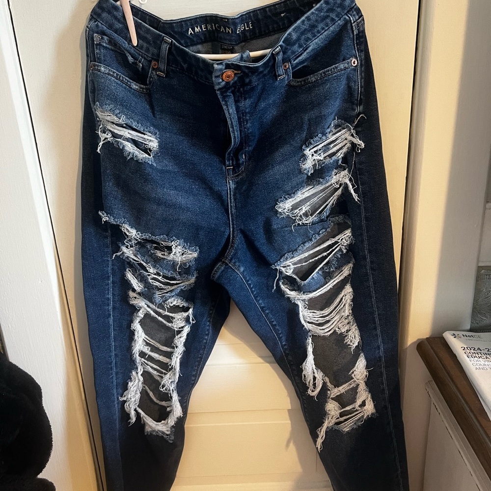 American Eagle Outfitters Distressed Dark Blue Skinny Jeans